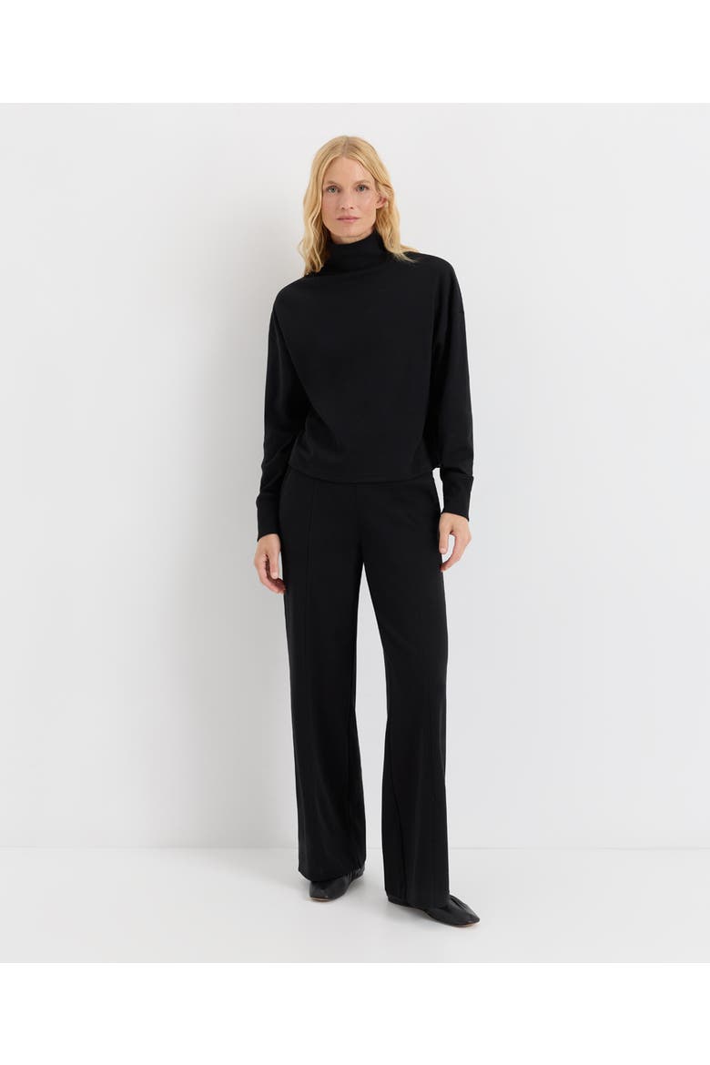 Organic Cotton Roam Funnel Neck Top, Alternate, color, Black