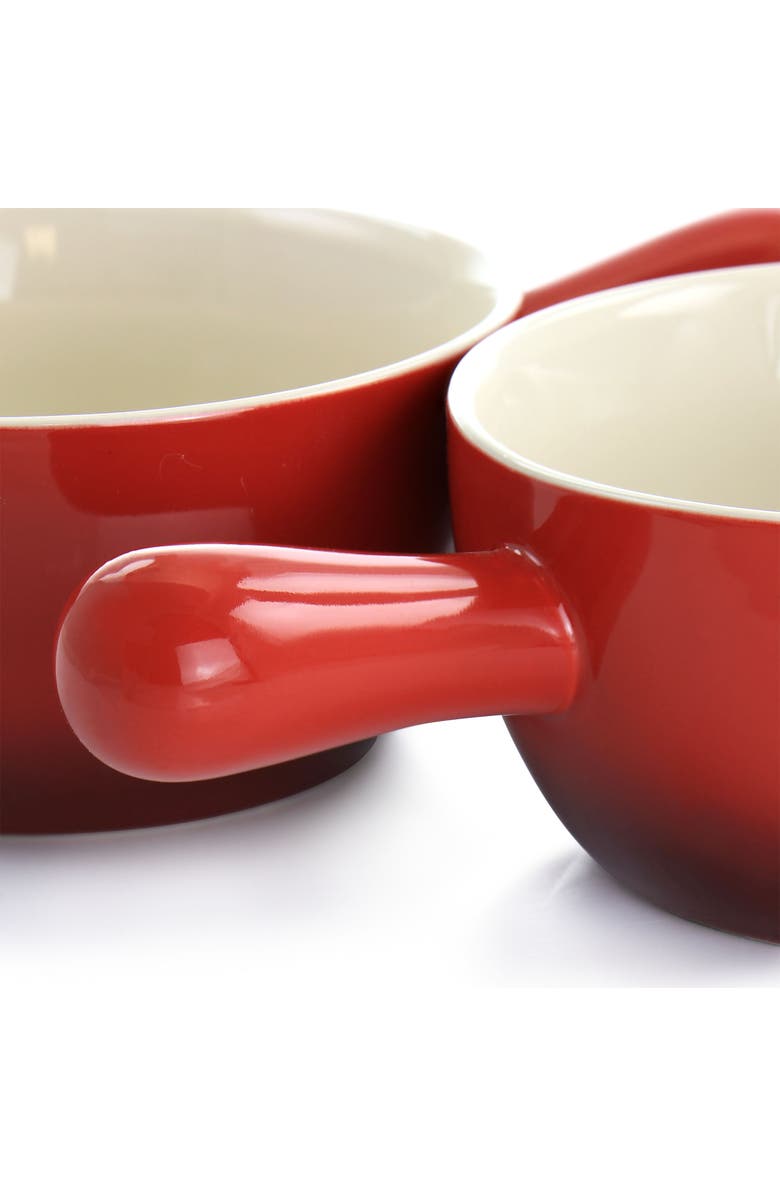 Crock-pot 2 Piece Stoneware 22oz Soup Bowl Set with Long Handle, Alternate, color, Red