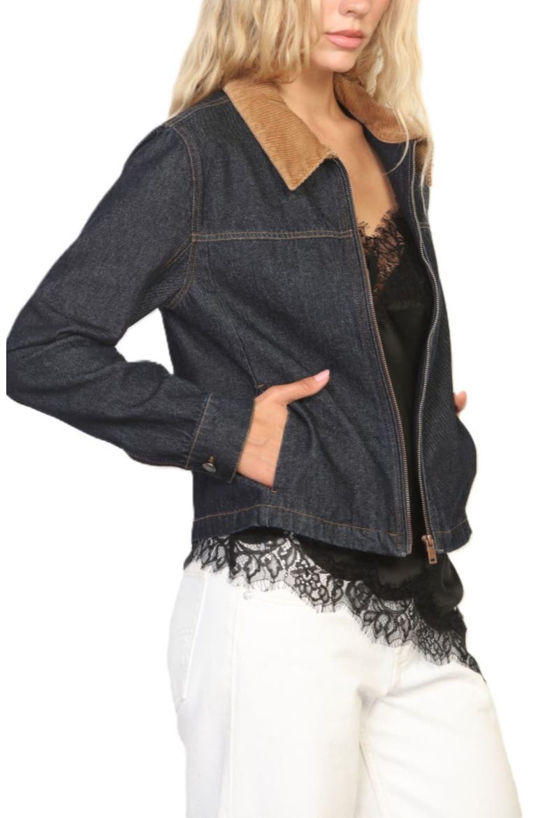 Zip Front Denim Barn Jacket, Alternate, color, DK INDIGO