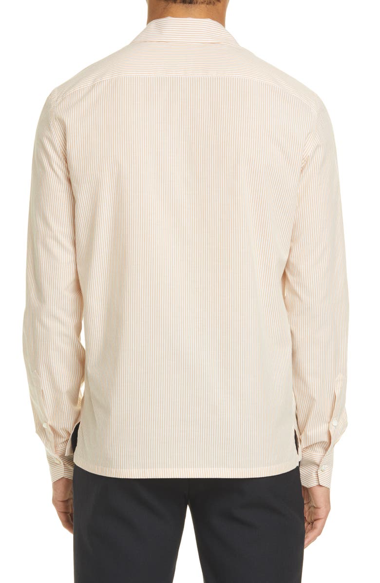 Eidos Trim Fit Pinstripe Button-Up Camp Shirt, Alternate, color, 