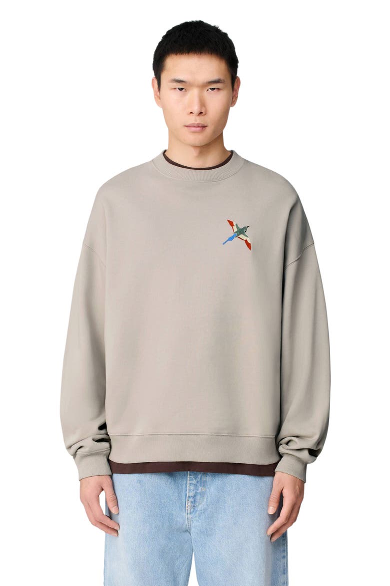 Micro Bee Bird Sweatshirt, Alternate, color, Stone