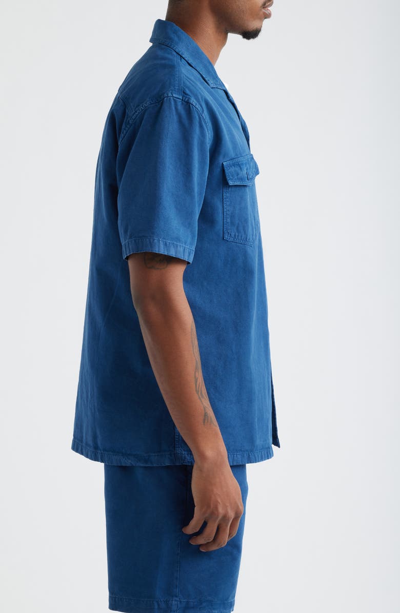 Brooklyn Industries Short Sleeve Linen Blend Button-Up Shirt, Alternate, color, Navy Peony