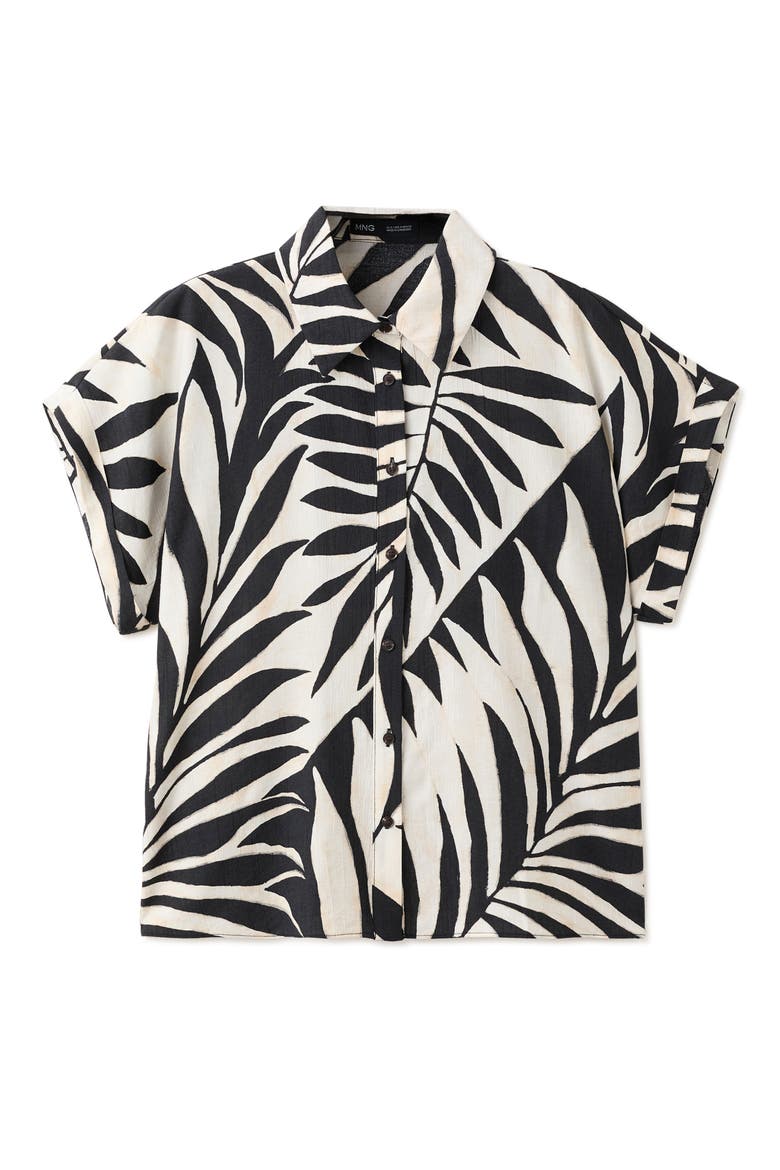 Print Button-Up Roll Cuff Shirt, Alternate, color, ECRU