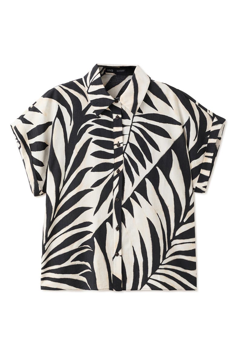 MANGO Print Button-Up Roll Cuff Shirt, Alternate, color, Ecru