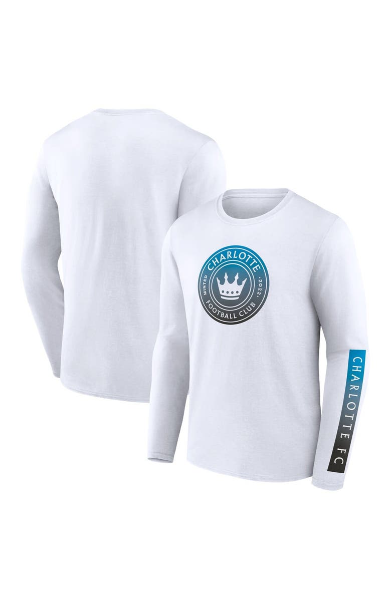 FANATICS Men's Fanatics Branded White Charlotte FC Long Sleeve T-Shirt, Main, color, White