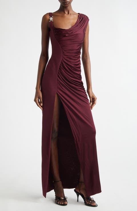 Medusa '95 Draped Crepe & Jersey Gown