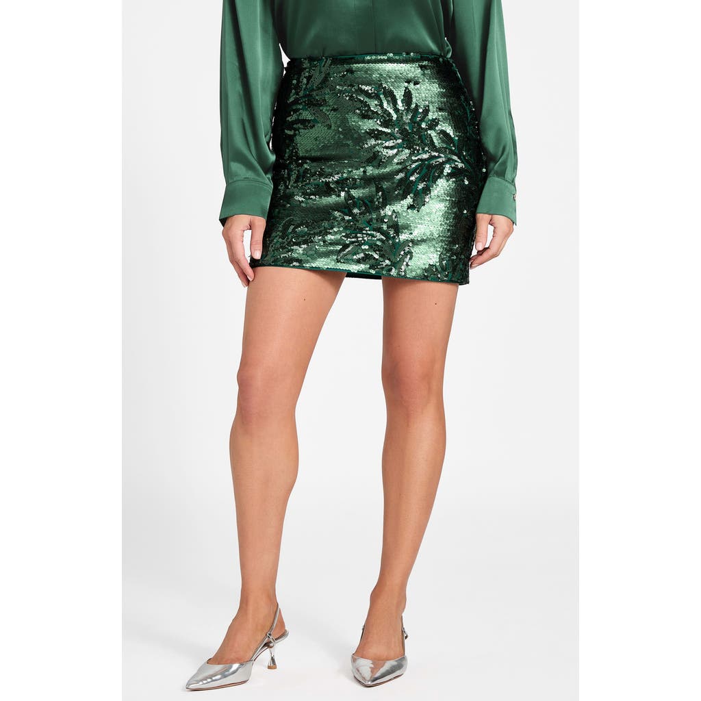 Marciano Daisy Sequin Miniskirt In Green