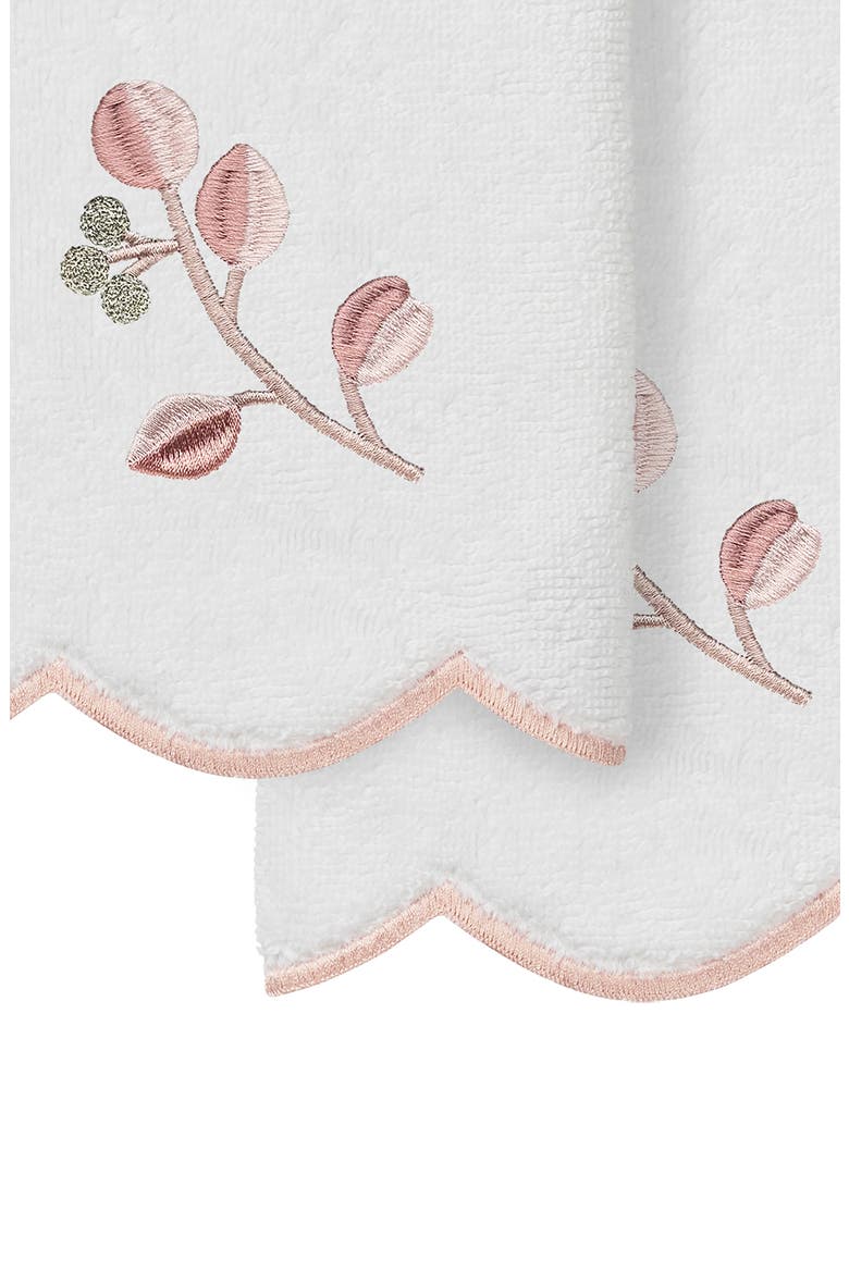 2-Piece Wild Branch Turkish Cotton Fingertip Towel Set, Alternate, color, WHITE/ PINK