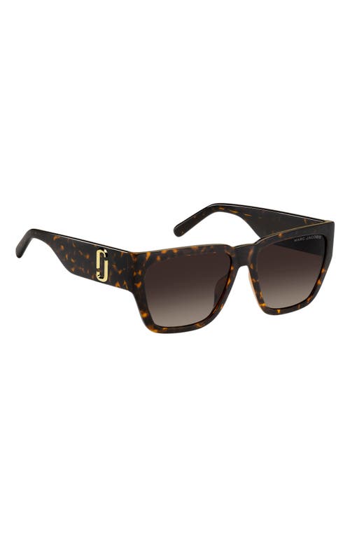 Marc Jacobs 57mm Gradient Square Sunglasses In Havana/brown Gradient