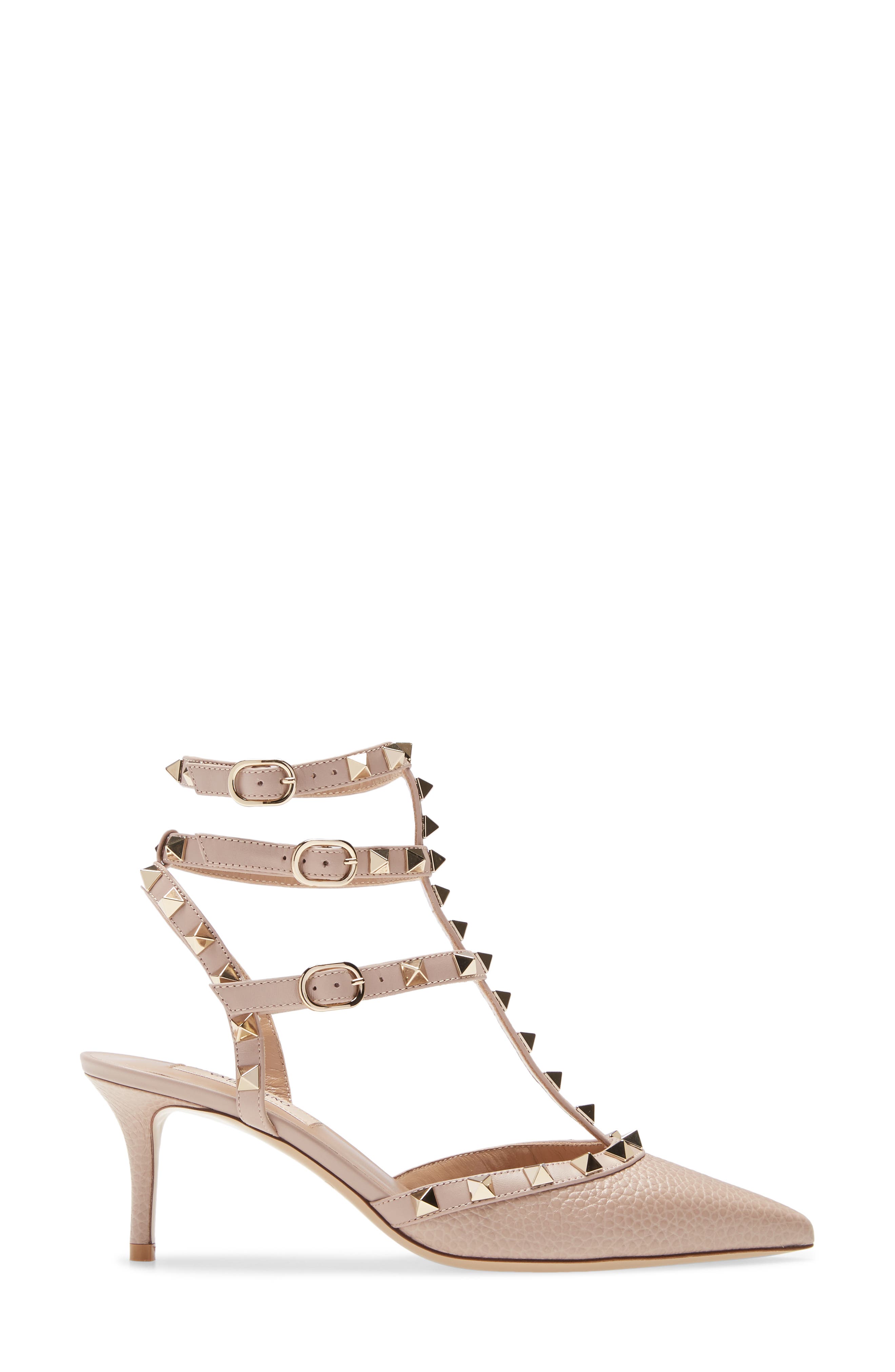 Rockstud Pointy Toe Pump, Alternate, color, POUDRE LEATHER