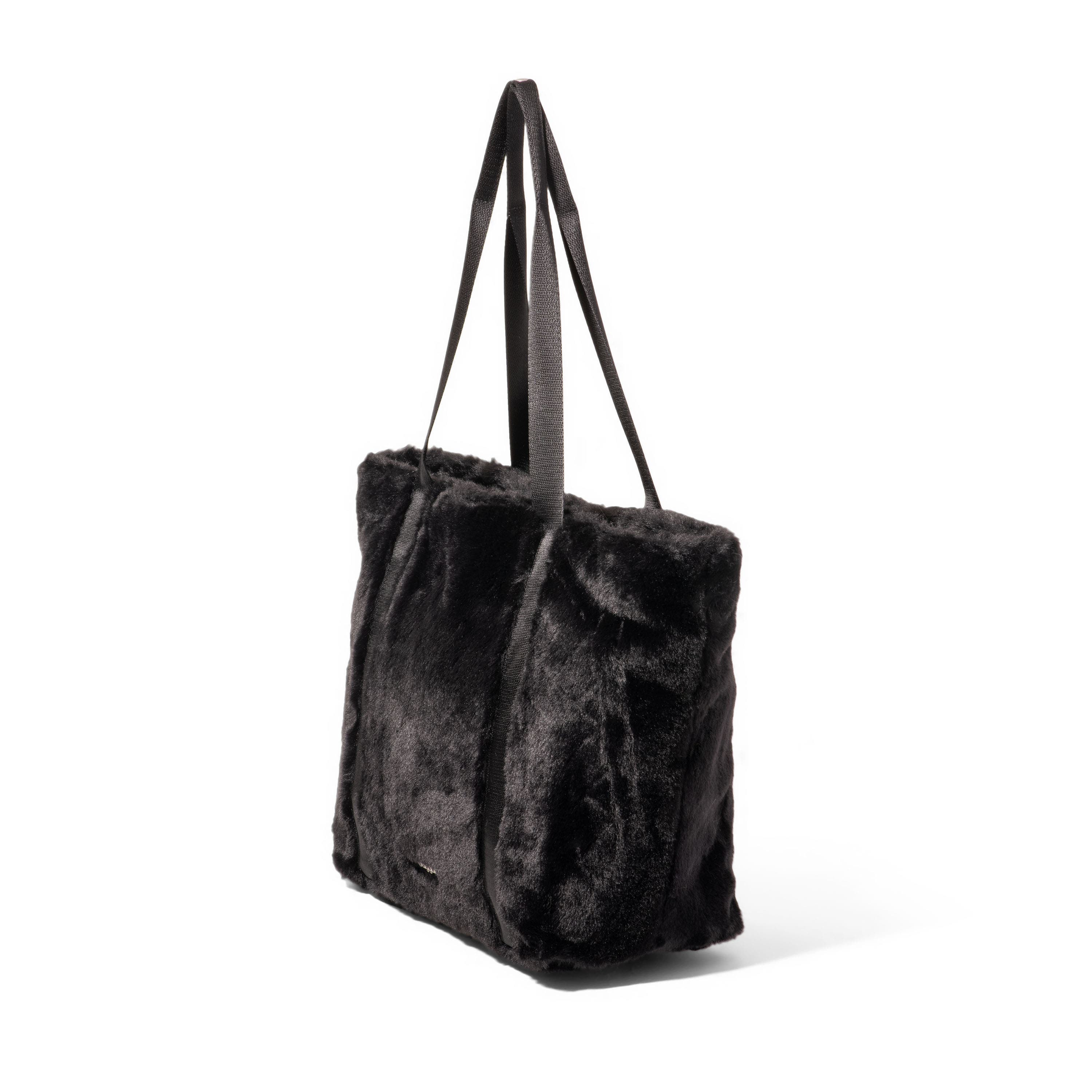 BAGGALLINI Modern Via Tote Bag, Alternate, color, Black Faux Fur