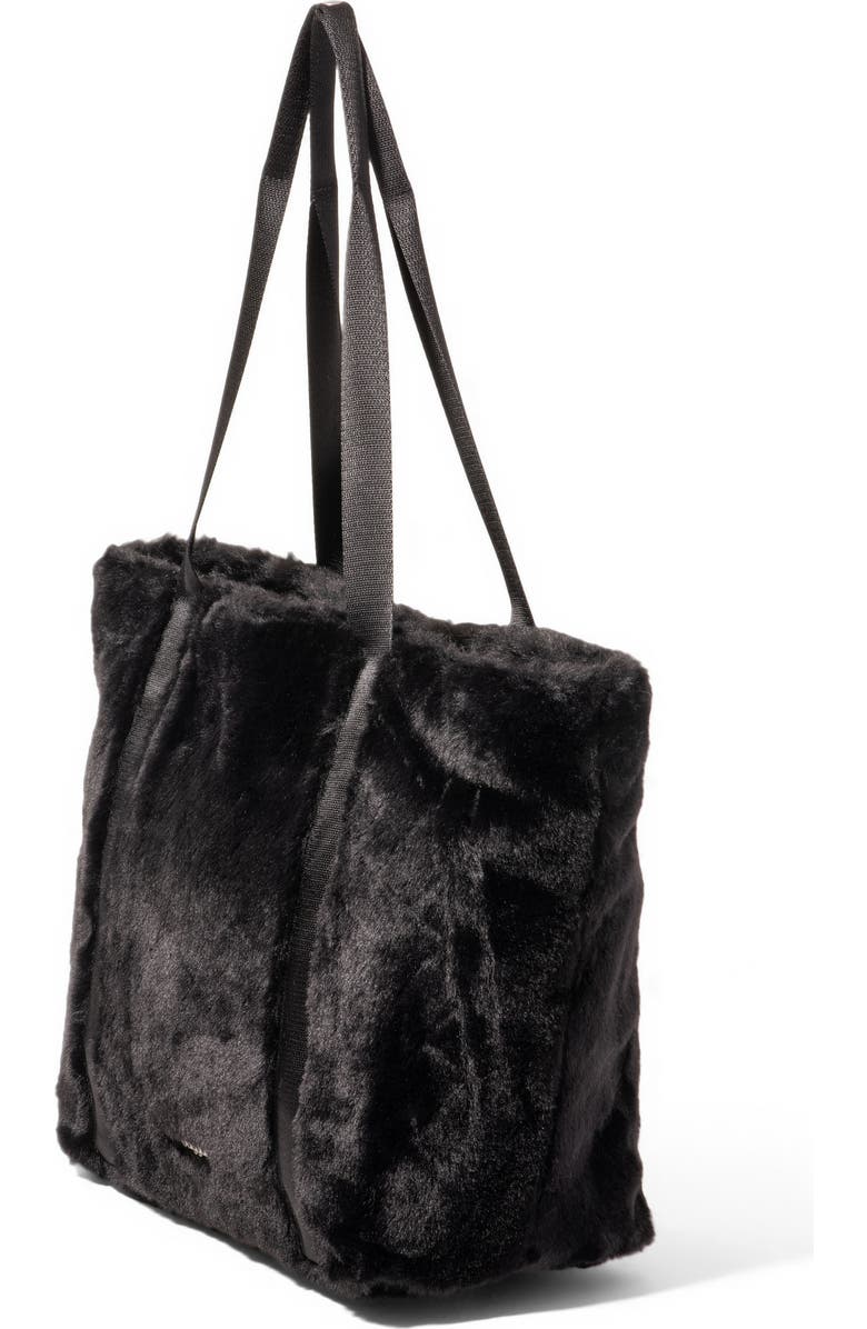 BAGGALLINI Modern Via Tote Bag, Alternate, color, Black Faux Fur