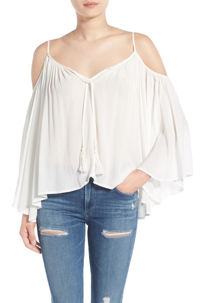Cold Shoulder Swing Top, Main, color, IVORY