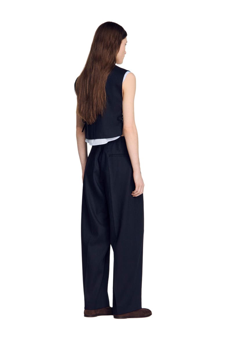 Striped wool trousers, Alternate, color, Navy blue