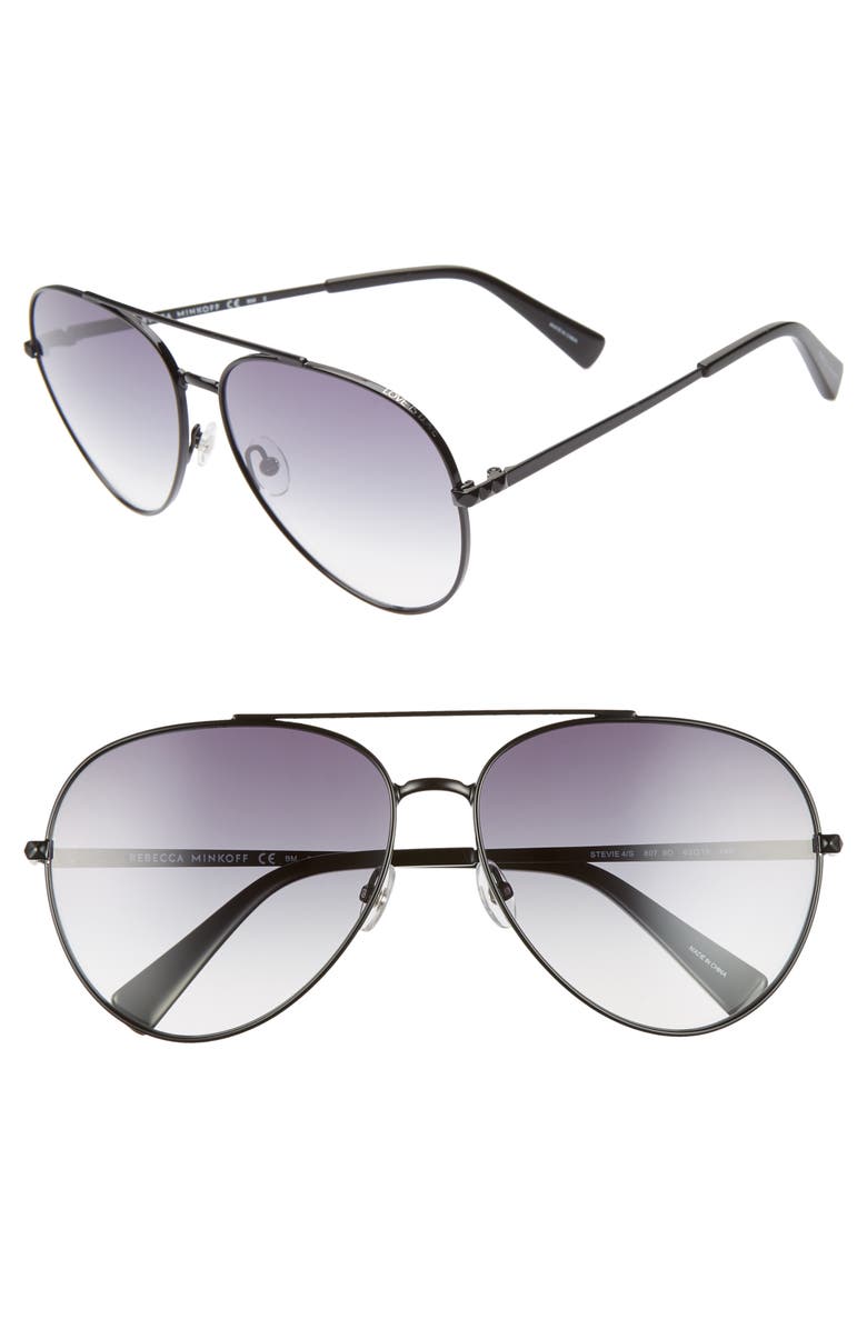Rebecca Minkoff Stevie 63mm Oversize Gradient Aviator Sunglasses, Main, color,