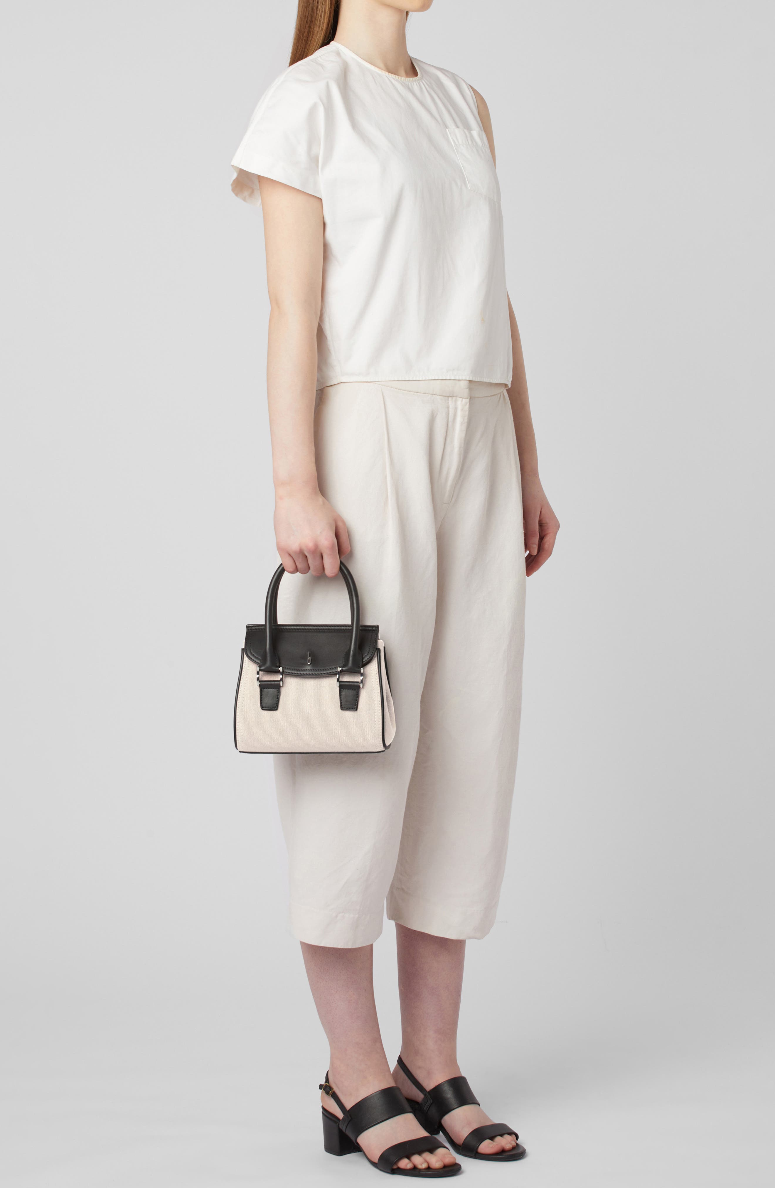 behno Mini Coco Canvas & Leather Satchel, Alternate, color, Sand/ Black