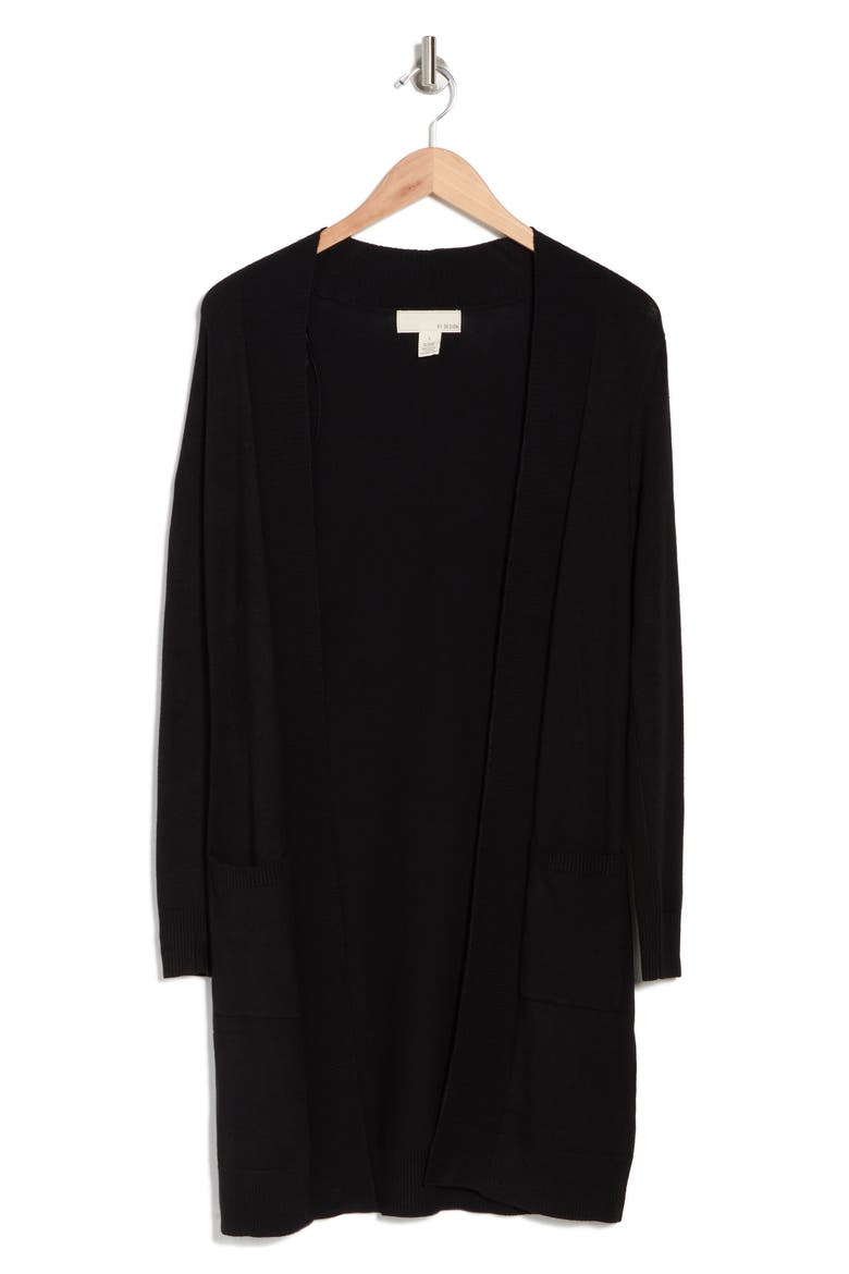 Hudson Mid Thigh Lightweight Cardigan, Alternate, color, BLACK