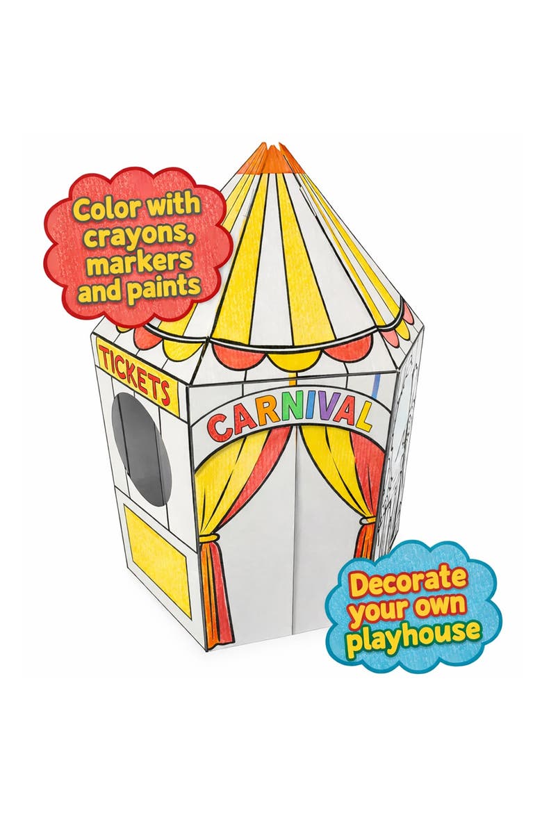 Carnival Tent, Decorate & Personalize A Cardboard Play Fort, Alternate, color, Multicolored