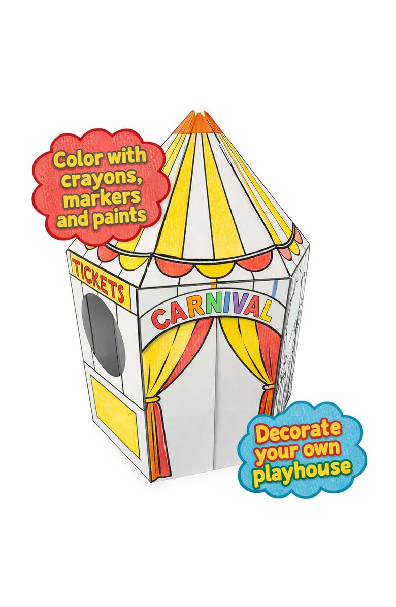 Easy Playhouse Carnival Tent, Decorate & Personalize A Cardboard Play Fort, Alternate, color, Multicolored