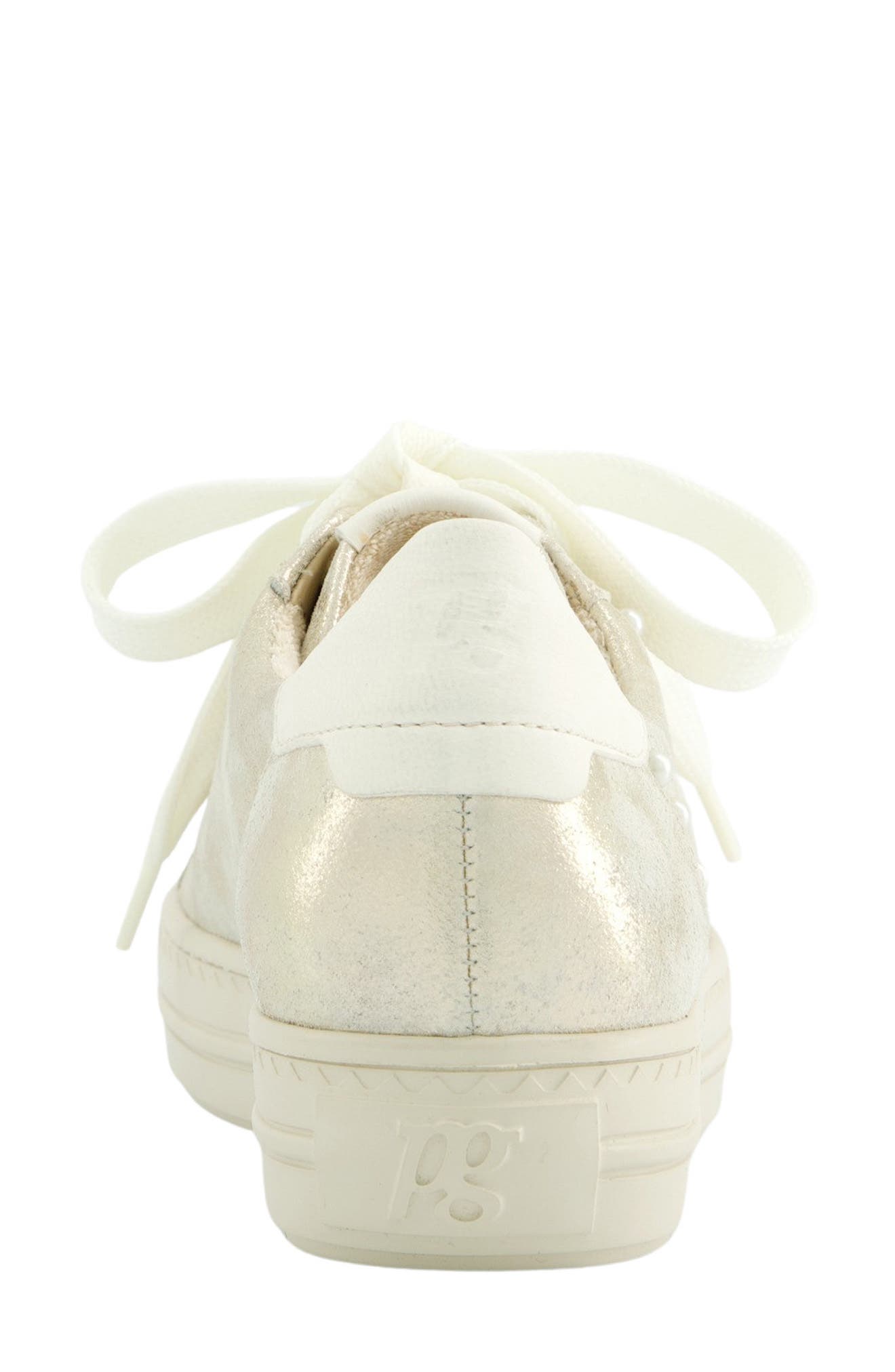 Paul Green Dinah Faux Pearl Trim Sneaker, Alternate, color, Mineral Cream Antic Combo
