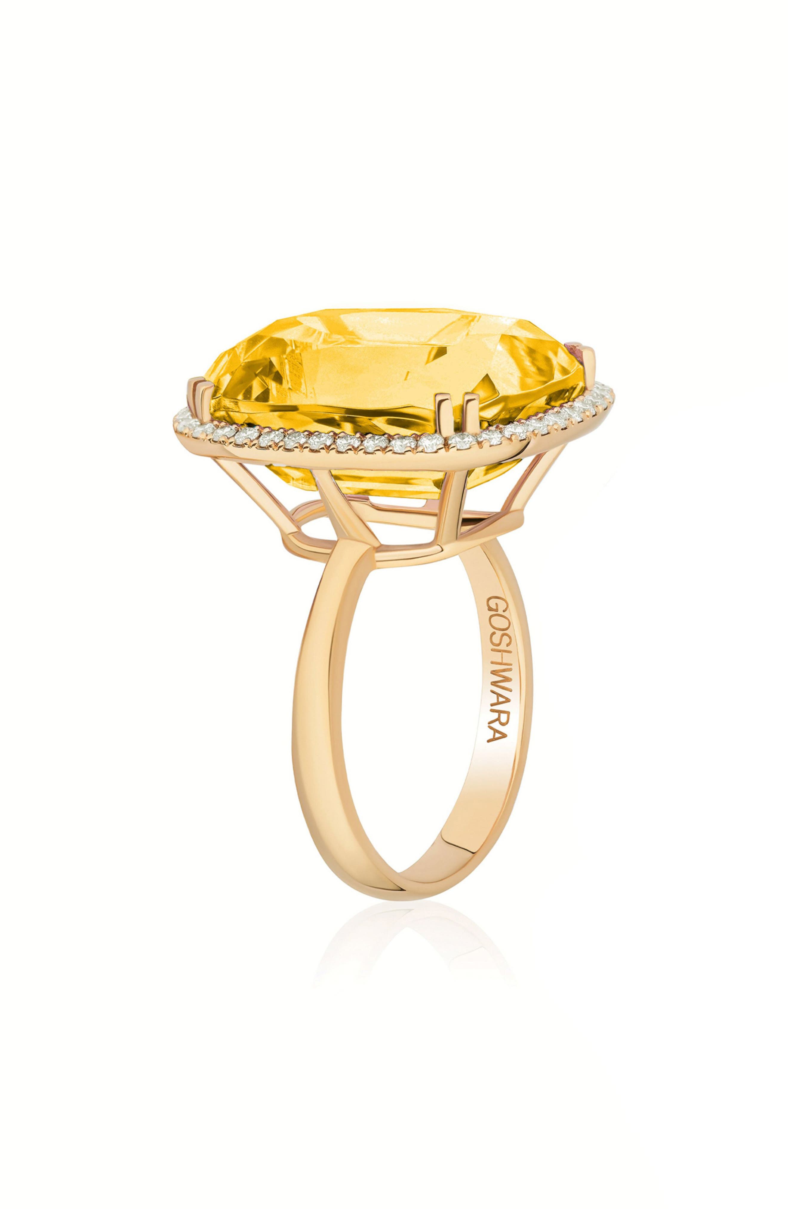 GOSHWARA Gossip Cushion Cut Blue Topaz & Diamond Cocktail Ring (Women ...
