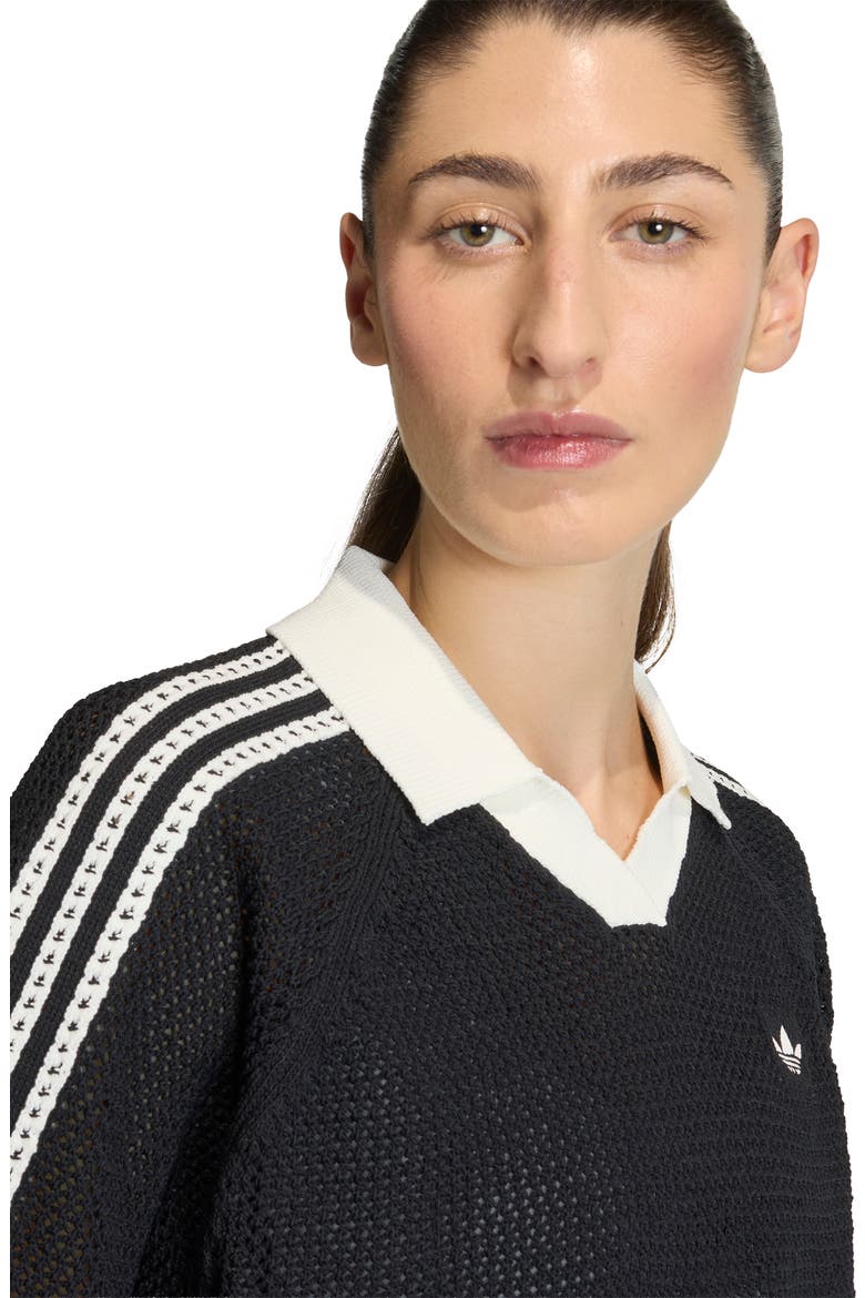 Open Stitch Polo, Alternate, color, BLACK