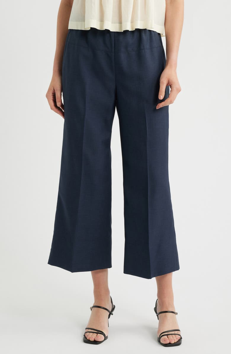 Theory City Twill Crop Wide Leg Pants, Main, color, Nocturne Navy