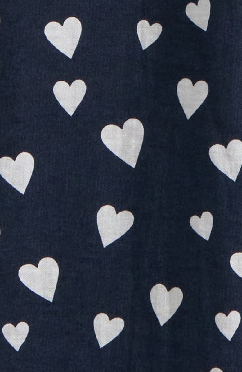 Caslon<sup>®</sup> Heart Print Puff Sleeve Midi Dress, Alternate, color, Navy- White Floating Hearts