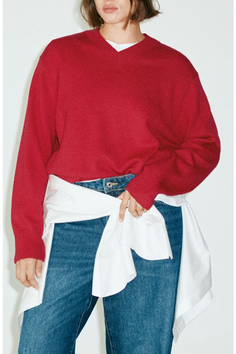 Limoni V-Neck Sweater, Main, color, RED