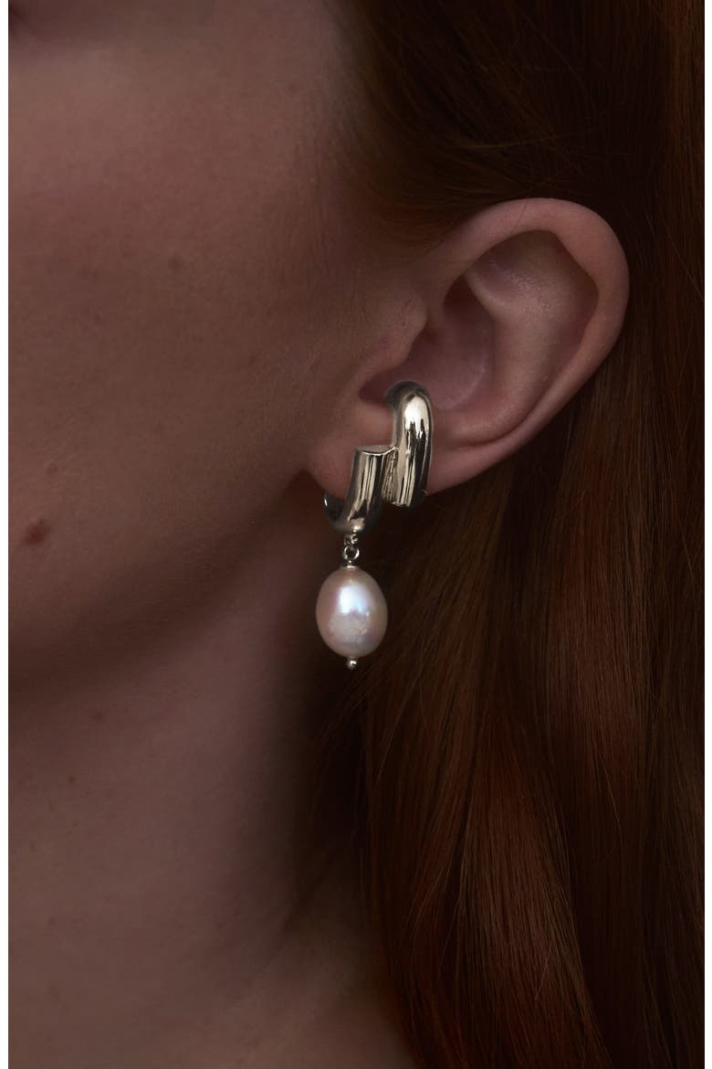 Cultured Pearl Shift Earrings, Alternate, color, SILVER