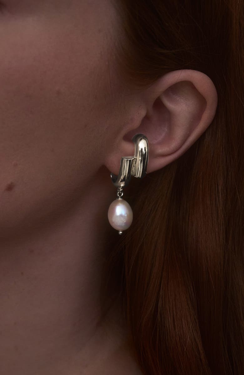 Lady Grey Cultured Pearl Shift Earrings, Alternate, color, Silver