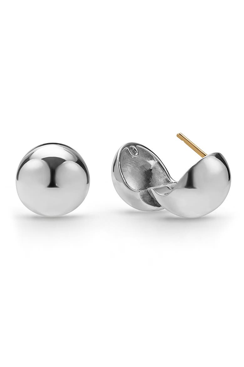 Caviar Bubbly Round Huggie Hoop Earrings, Alternate, color, STERLING SILVER
