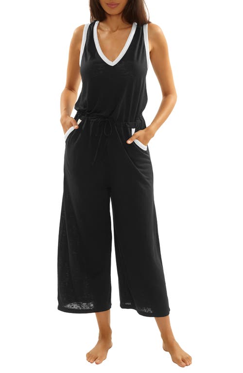 Becca Beach Date Cotton Slub Cover-up Jumpsuit In Black