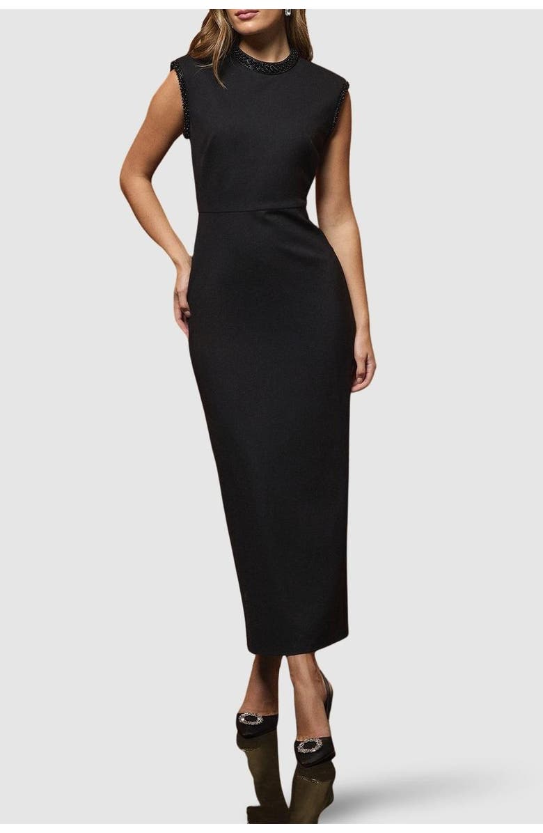 Coast Beaded High Neck Column Maxi Dress, Alternate, color, Black