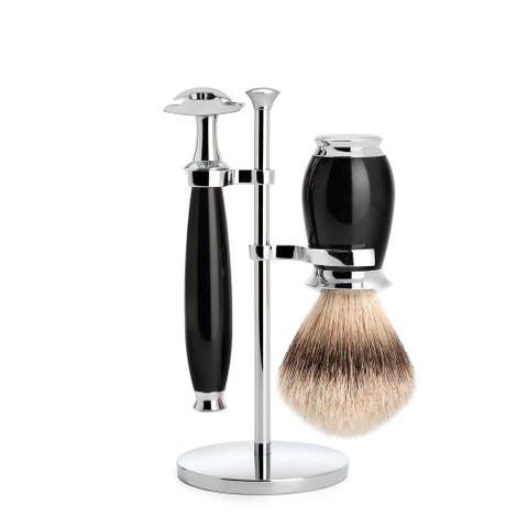 Purist Black 3-Piece Silvertip Badger & Safety Razor Shaving Set