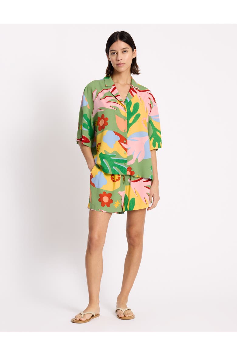 Short Sleeve Relaxed Collar Resort Shirt, Alternate, color, Green