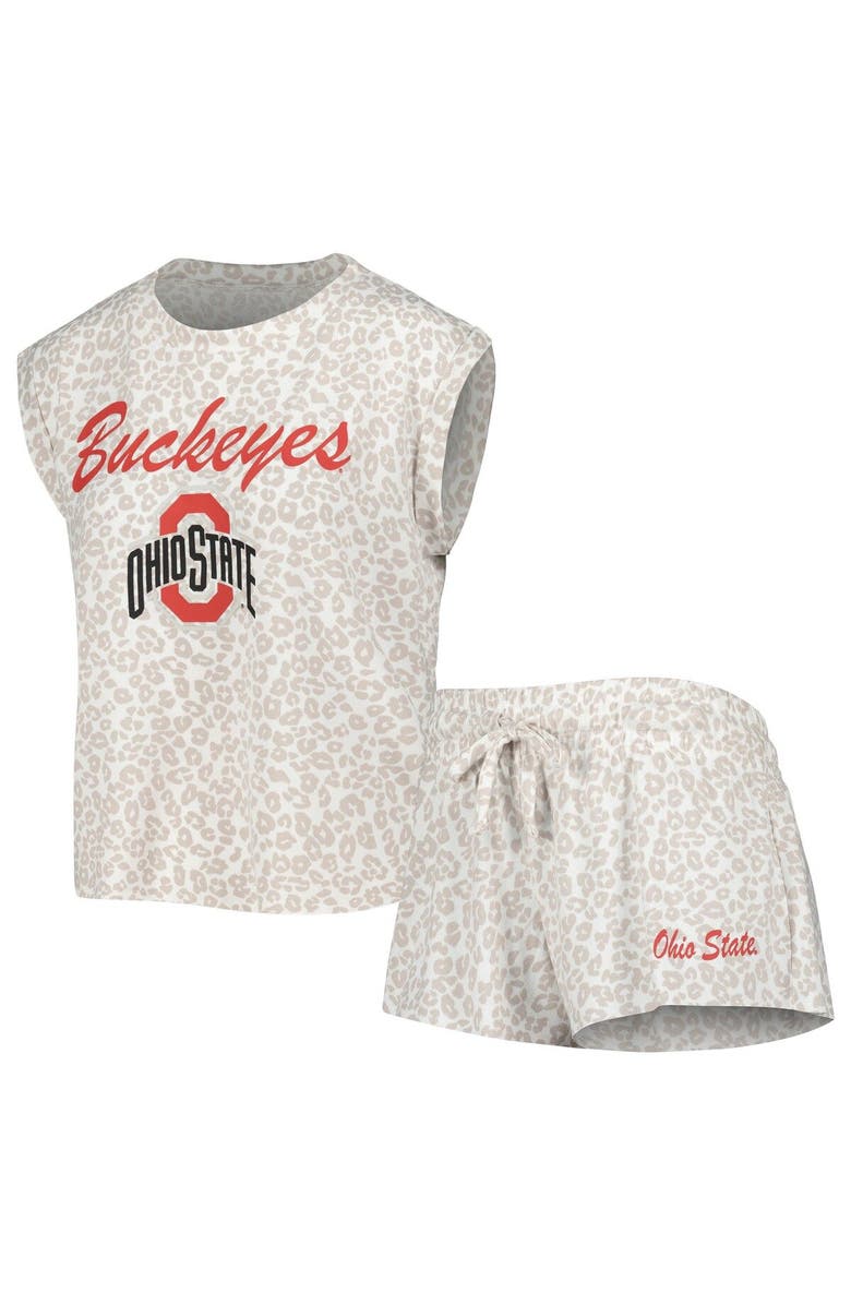 CONCEPTS SPORT Women's Concepts Sport Cream Ohio State Buckeyes Montana T-Shirt & Shorts Sleep Set, Main, color, Cream