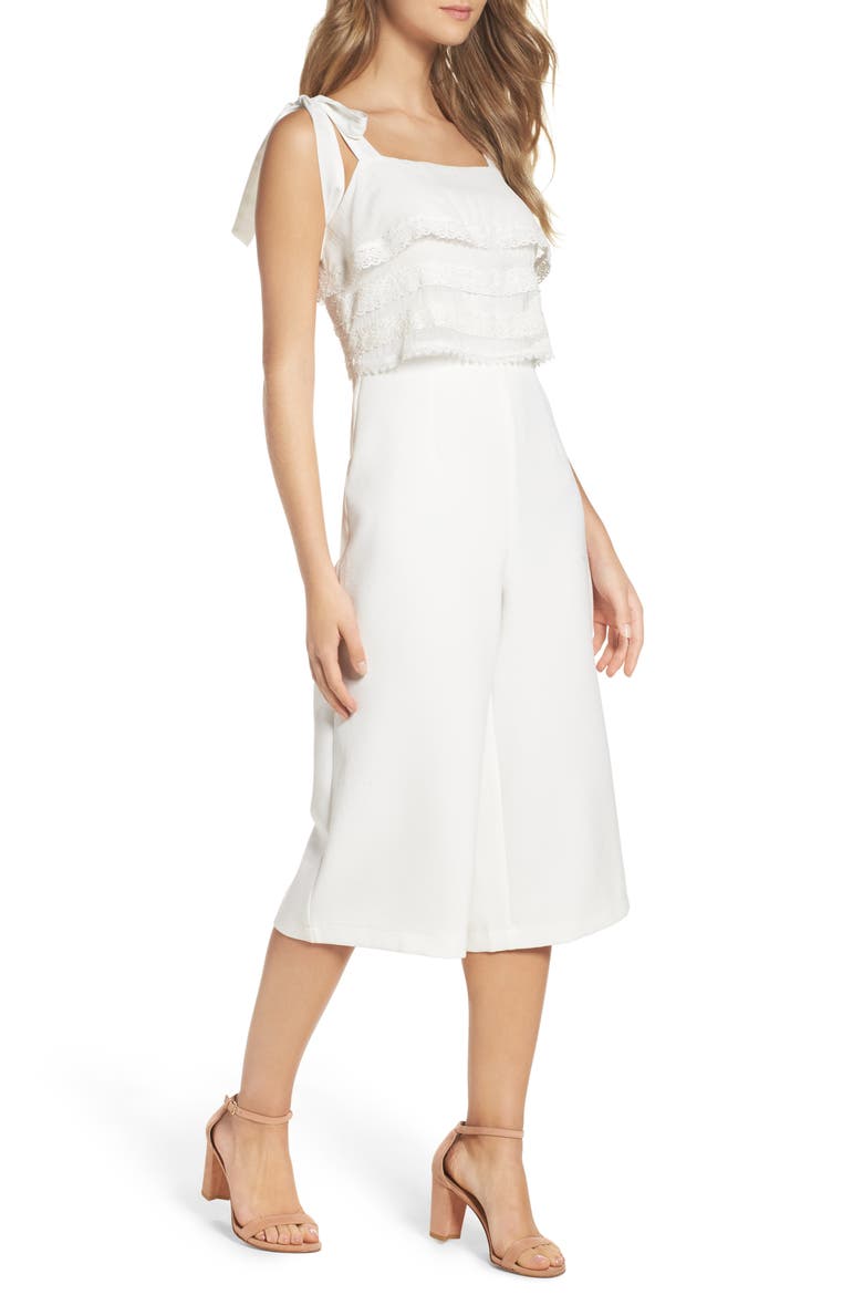 Popover Culotte Jumpsuit, Main, color, WHITE