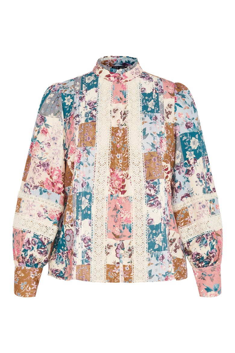 Floral Print Lace Shirt, Alternate, color, WHIMSICAL