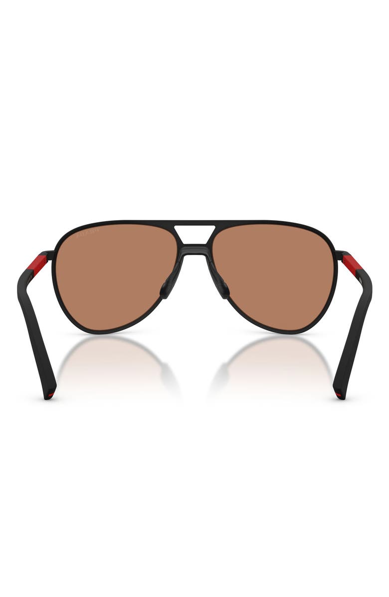 Prada Linea Rossa 59mm Pilot Sunglasses, Alternate, color, Black Rubbered / Brown