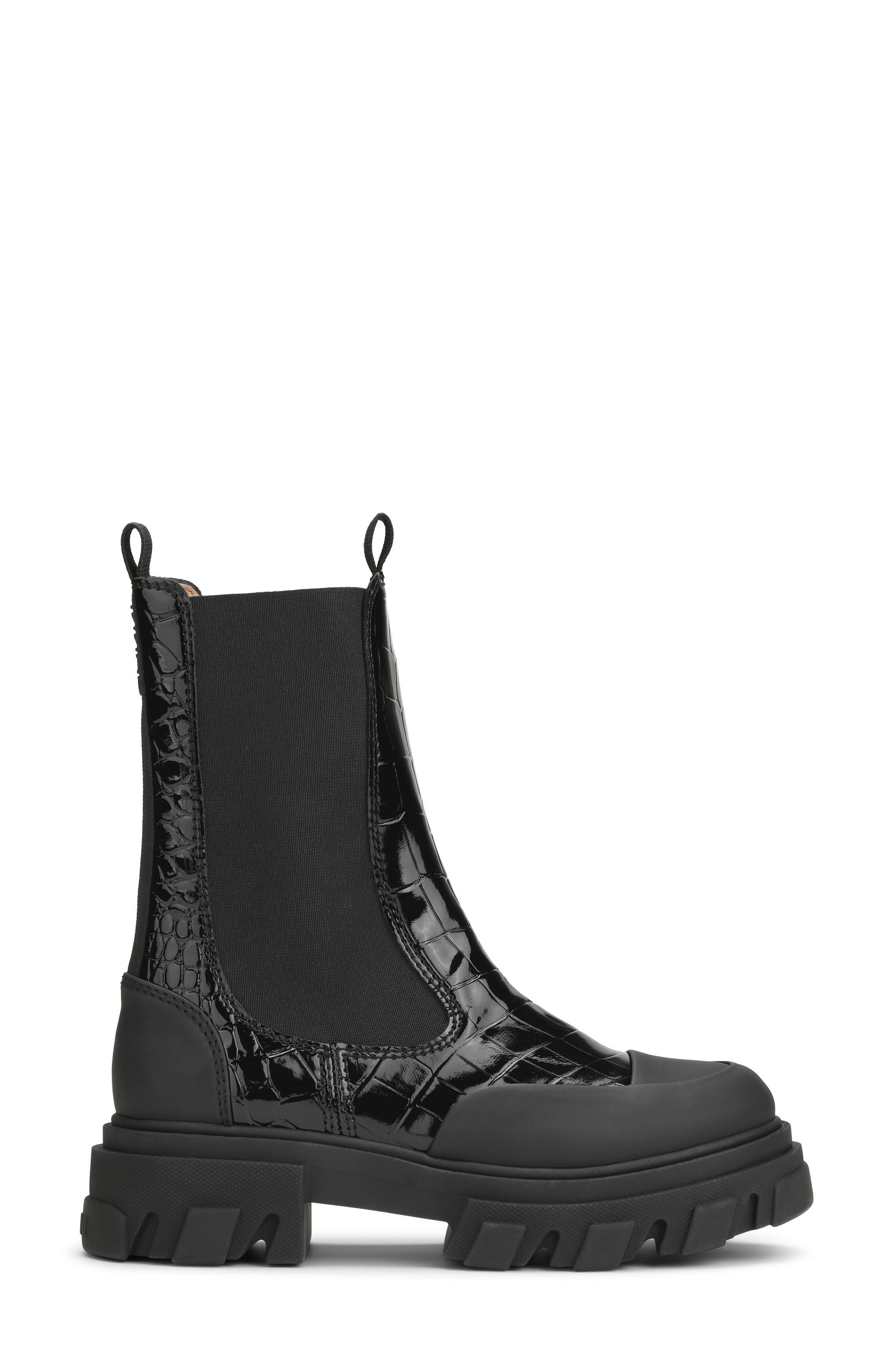 Ganni Croc Embossed Chelsea Boot, Alternate, color, 