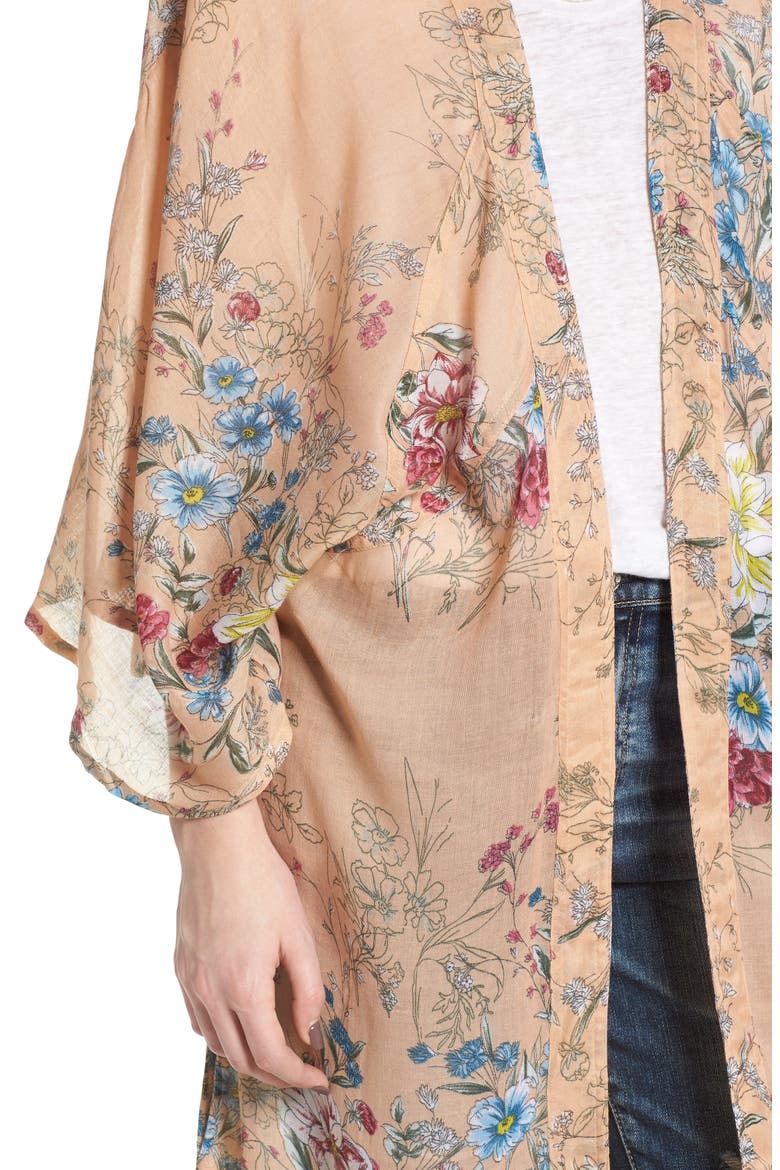 Floral Kimono Duster, Alternate, color, BLUSH