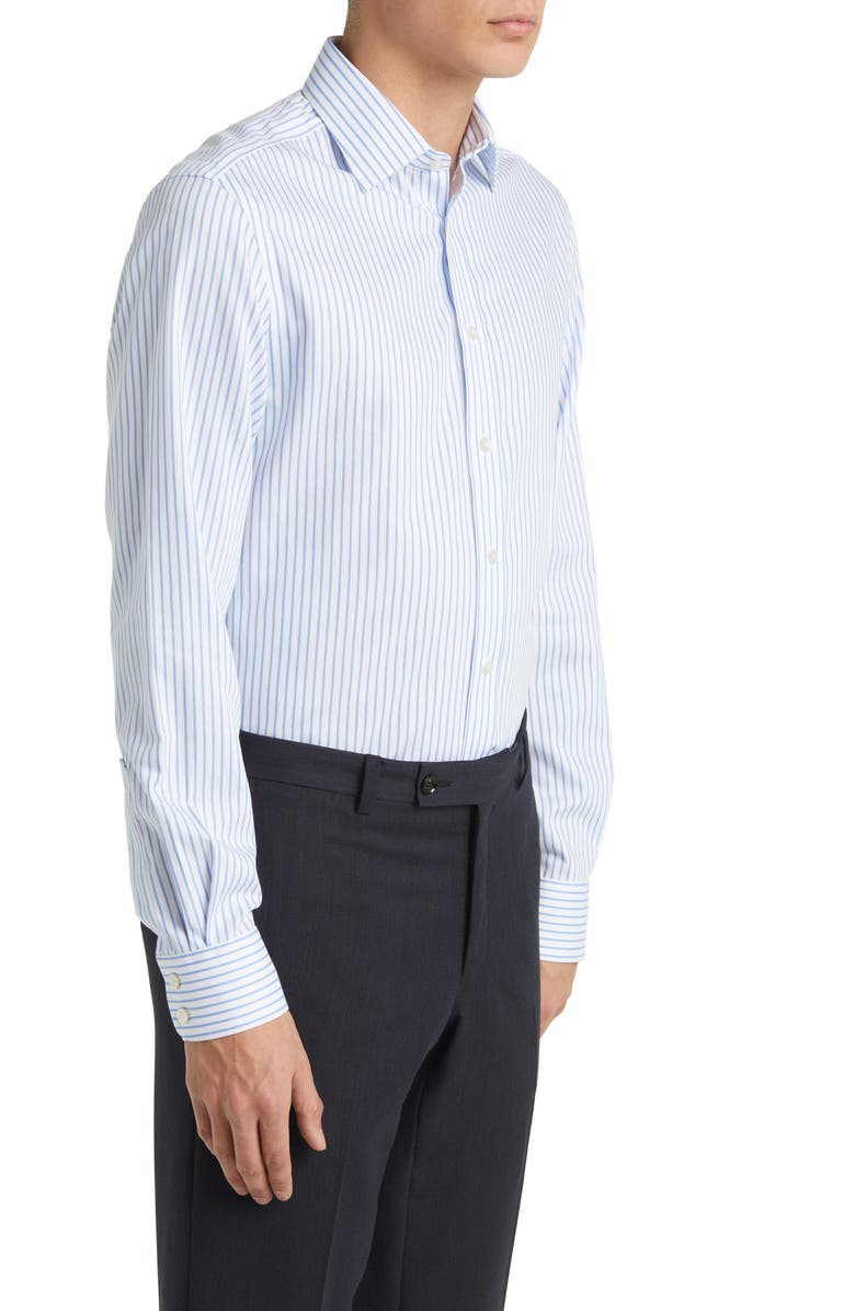 Charles Tyrwhitt Slim Fit Non-Iron Stripe Twill Dress Shirt, Alternate, color, Cornflower Blue