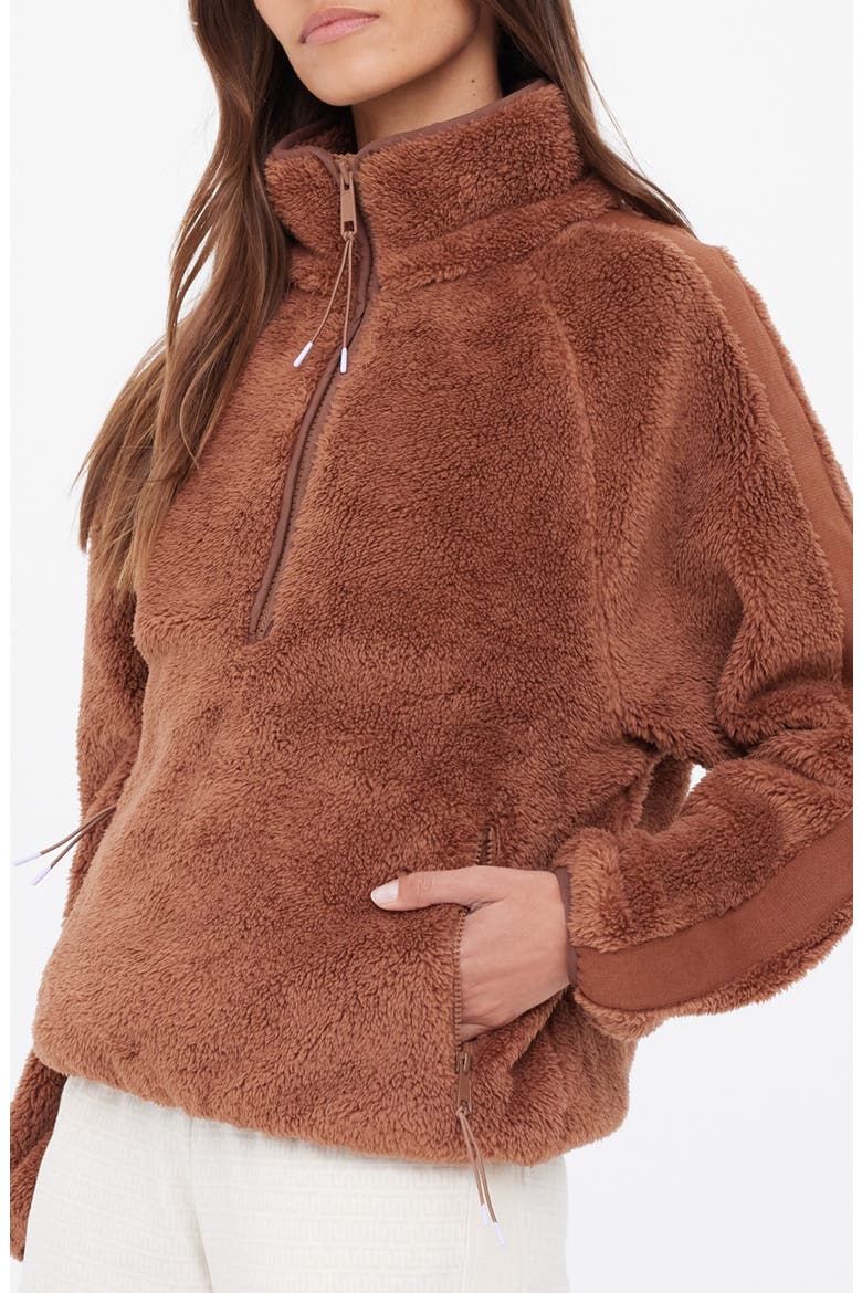 Harlow Quarter Zip Fleece Pullover, Alternate, color, BROWN