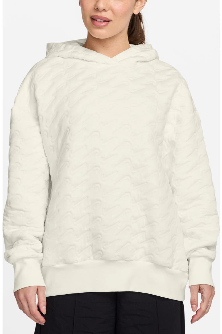 Swoosh Jacquard Phoenix Fleece Hoodie, Main, color, SAIL/ SAND DRIFT