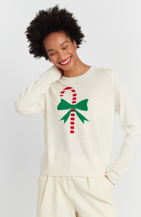 Wool-Cashmere Candy Cane Sweater
