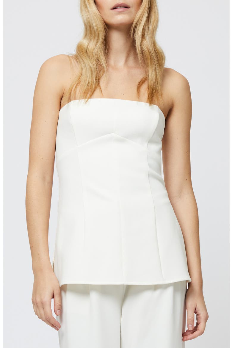 Azra Strapless Twill Top, Main, color, PORCELAIN CREAM