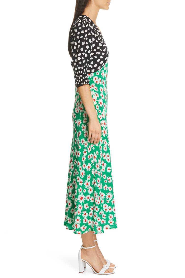 Marha Mixed Print Dress, Alternate, color, GREEN RED DAISY