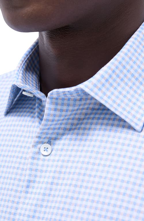 Bugatchi Miles Ooohcotton® Gingham Short Sleeve Button-up Shirt In Air Blue