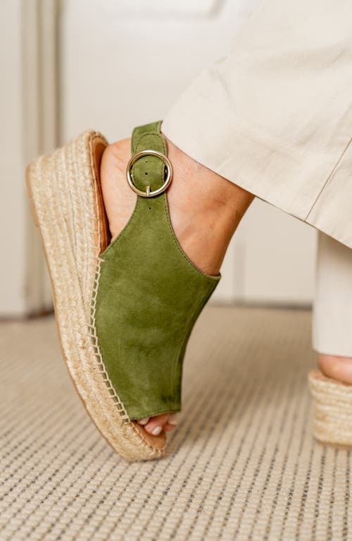 Shop Patricia Green Stella Slingback Espadrille Platform Wedge Sandal In Olive Suede